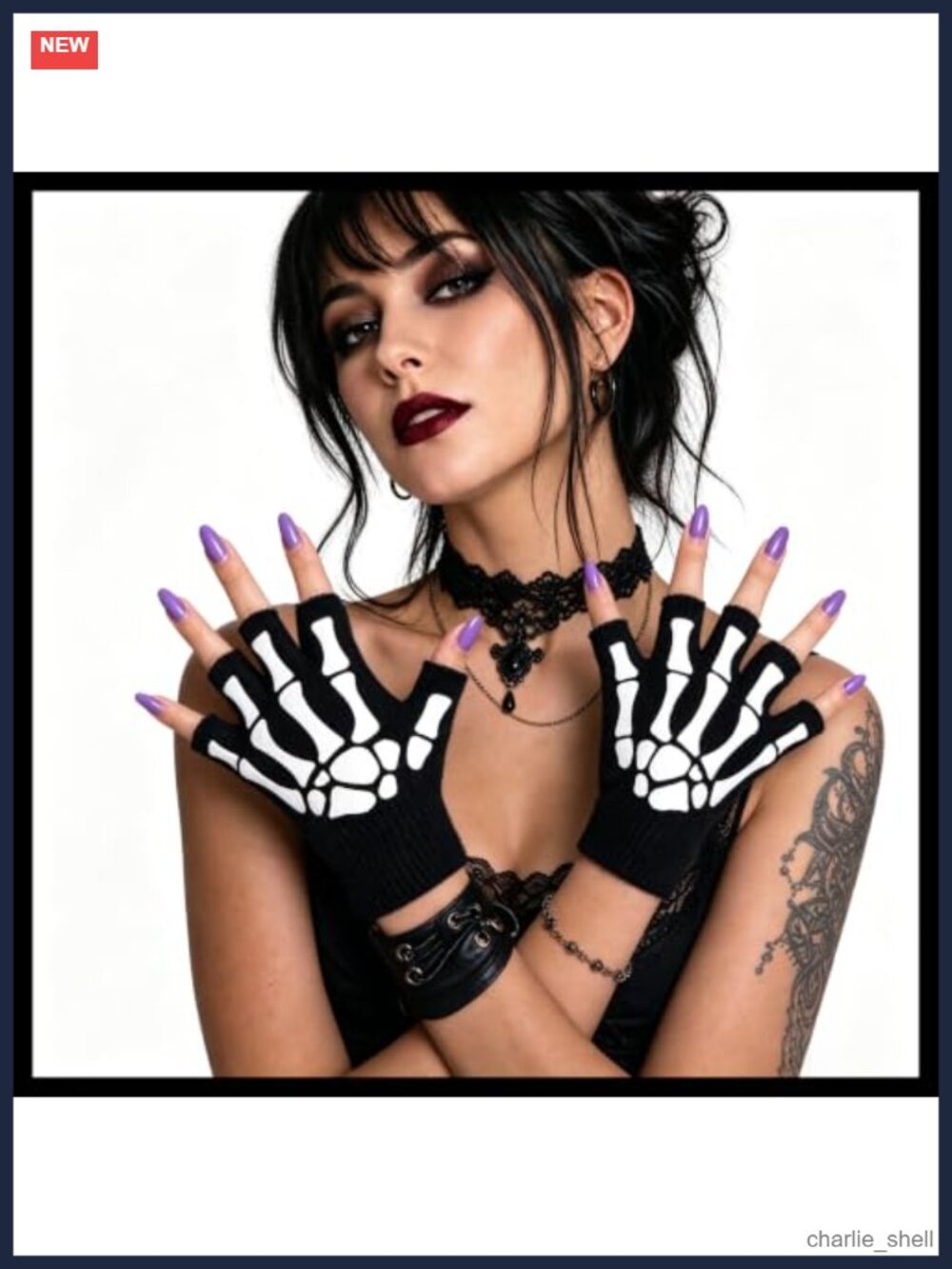 Fingerless Skeleton Gloves Glow in the Dark Halloween Cosplay